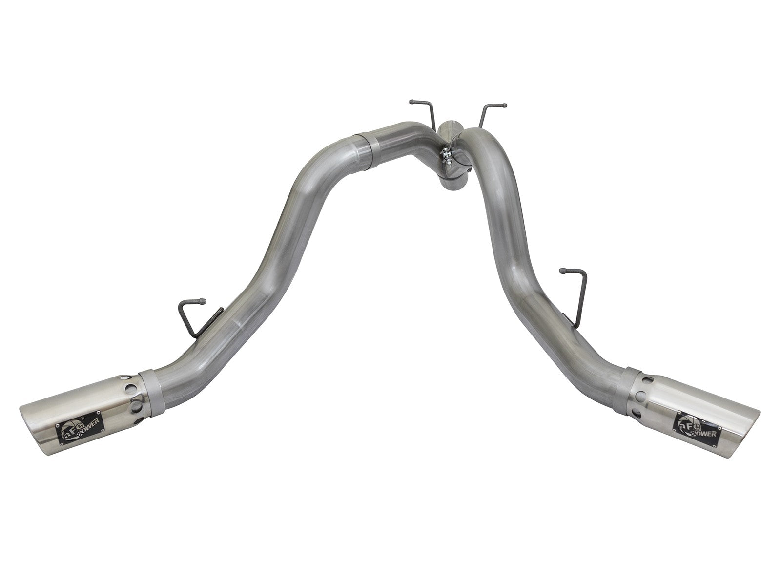 Large Bore-HD 4 Inch 409 Stainless Steel Dpf-Back Exhaust w/Dual Polished Tips GM Diesel Trucks 17-19 V8-6.6L (td) L5P aFe Power