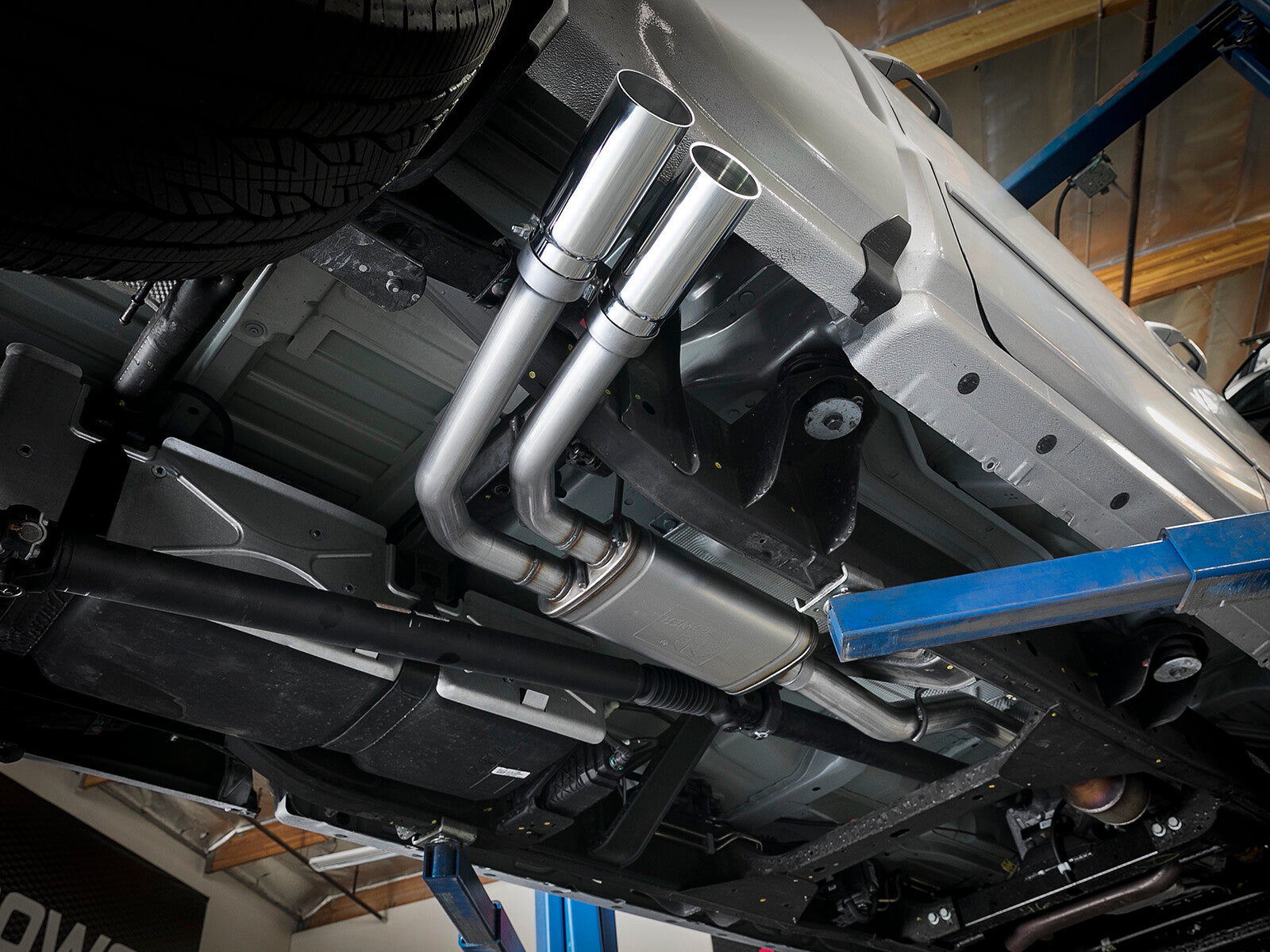 Rebel Series 3 Inch to 2-1/2 Inch 409 Stainless Steel Cat-Back Exhaust w/ Polish Tip Silverado/Sierra 1500 09-18 Crew Cab/Long Bed V6-4.3/V8-4.8/5.3L aFe Power