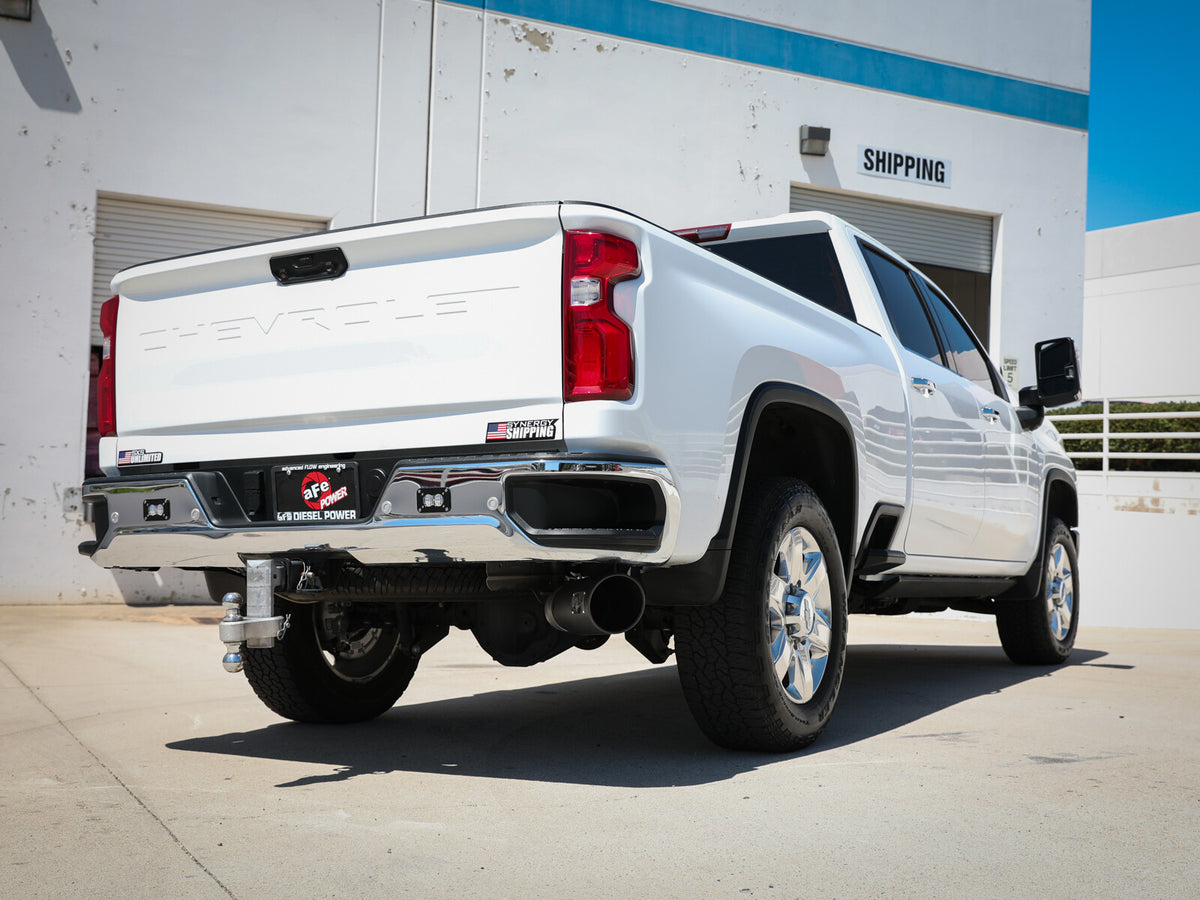Large Bore-HD 5 Inch 409 Stainless Steel Dpf-Back Exhaust System w/Black Tip GM Diesel Trucks 20-23 V8-6.6L (td) L5P aFe Power