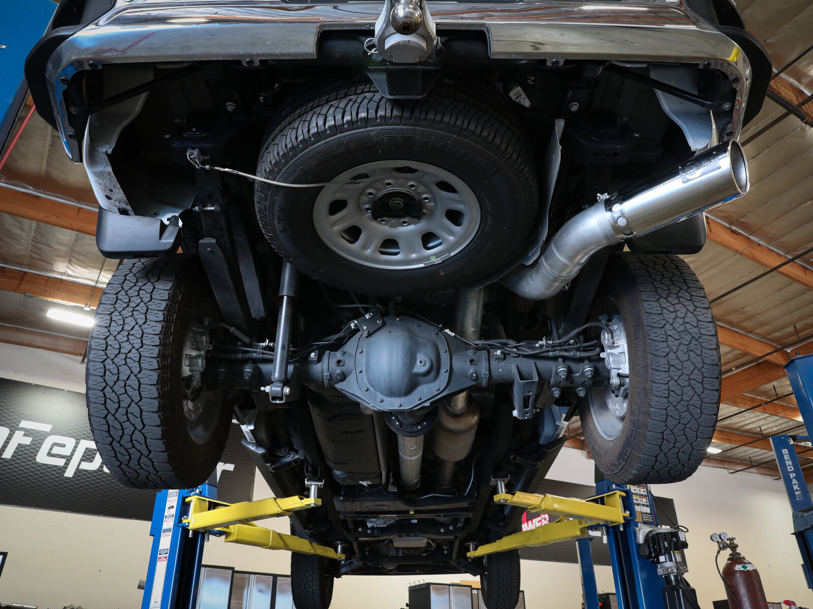 Large Bore-HD 5 Inch 409 Stainless Steel Dpf-Back Exhaust System w/ Tip GM Diesel Trucks 20-23 V8-6.6L (td) L5P aFe Power