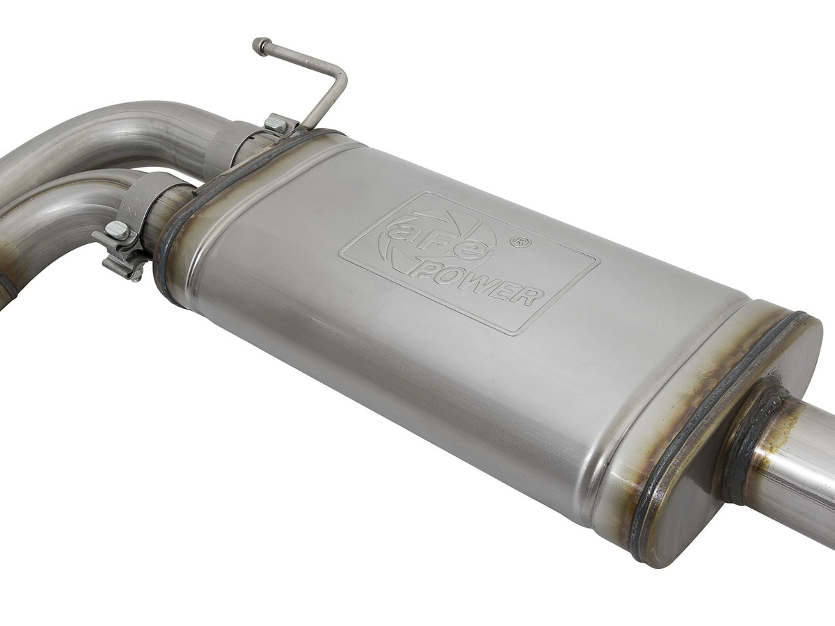 Rebel Series 3 Inch Cat-Back Exhaust System w/ Dual Mid-Side Exit Black Tips Toyota Tacoma 16-23 V6-3.5L aFe Power