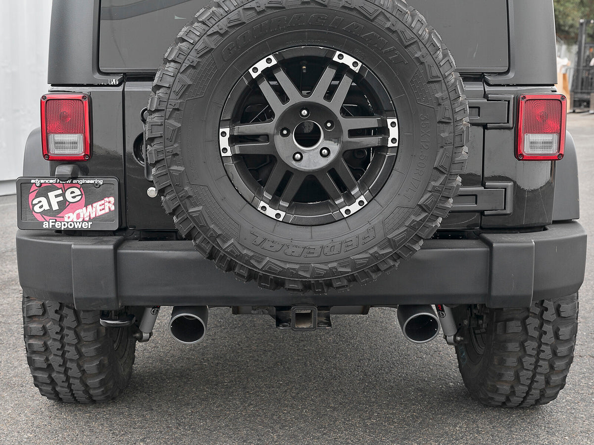 Rebel Series 2-1/2 Inch 409 Stainless Steel Axle-Back Exhaust System w/ Black Tips Jeep Wrangler (JK) 07-18 V6-3.6L/3.8L aFe Power