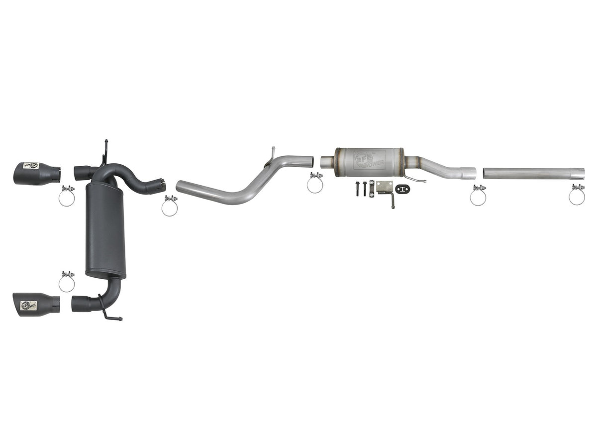 Rebel Series 2-1/2 Inch 409 Stainless Steel Cat-Back Exhaust System w/ Black Tips Jeep Wrangler (JK) 07-18 V6-3.6L/3.8L aFe Power