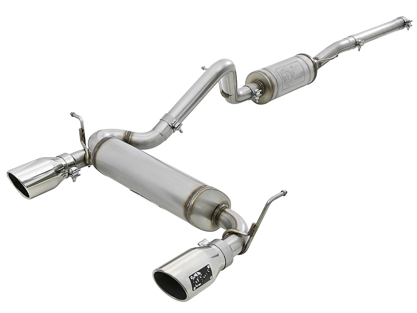 Rebel Series 2-1/2 Inch 409 Stainless Steel Cat-Back Exhaust w/ Polished Tips Jeep Wrangler (JK) 07-18 V6-3.6L/3.8L aFe Power