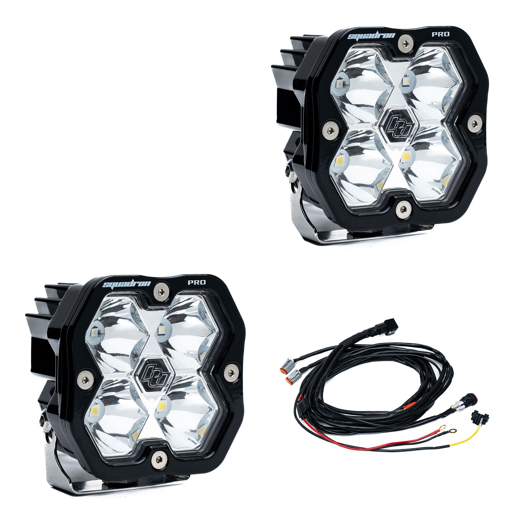 Squadron 2.0 Pro Black LED Auxiliary Light Pod Pair Universal Clear Baja Designs