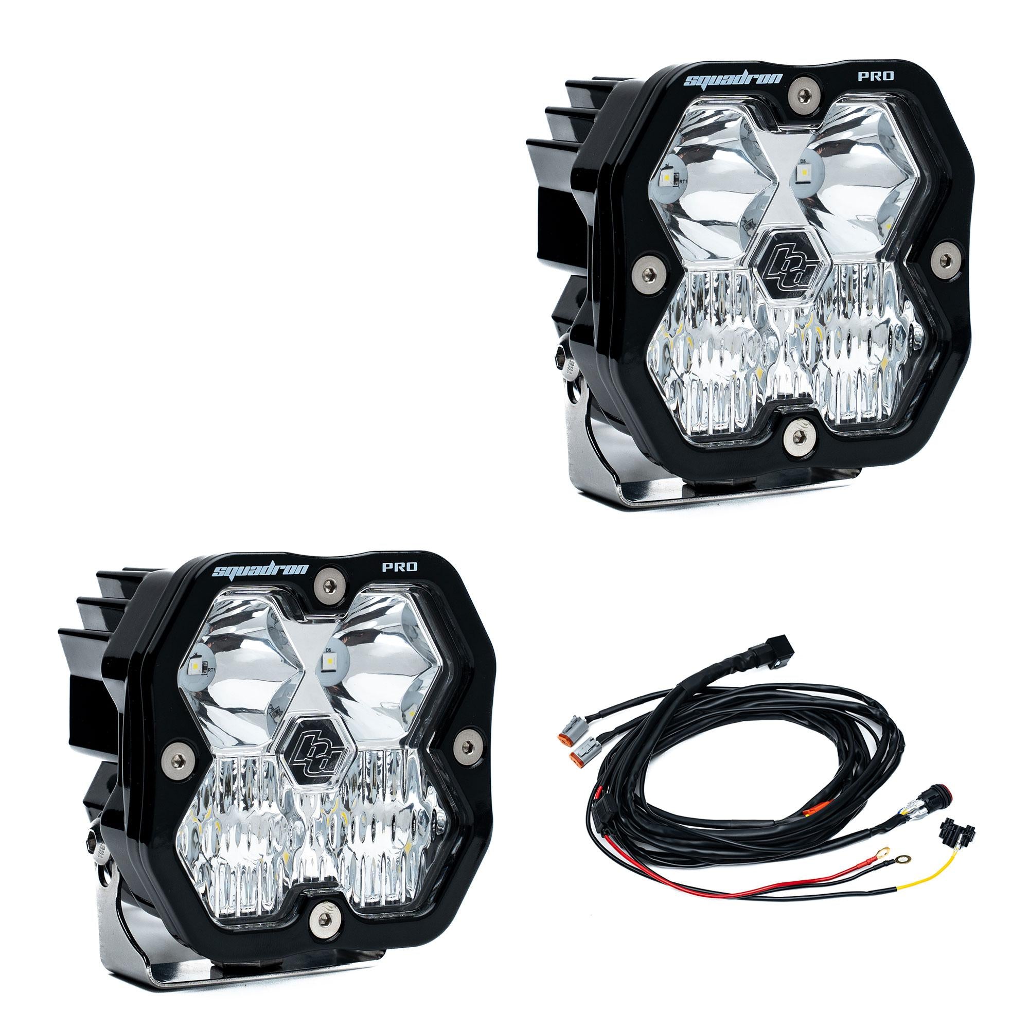 Squadron 2.0 Pro Black LED Auxiliary Light Pod Pair Universal Clear Baja Designs