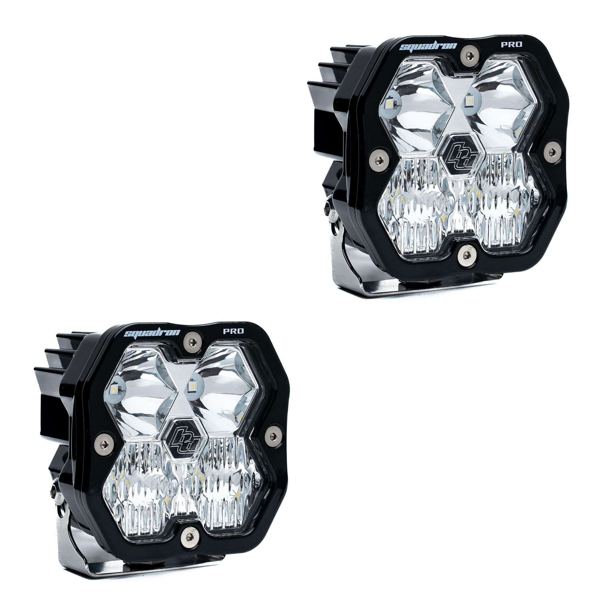 Squadron 2.0 Pro Black LED Auxiliary Light Pod Pair (No Harness) Universal Clear Baja Designs