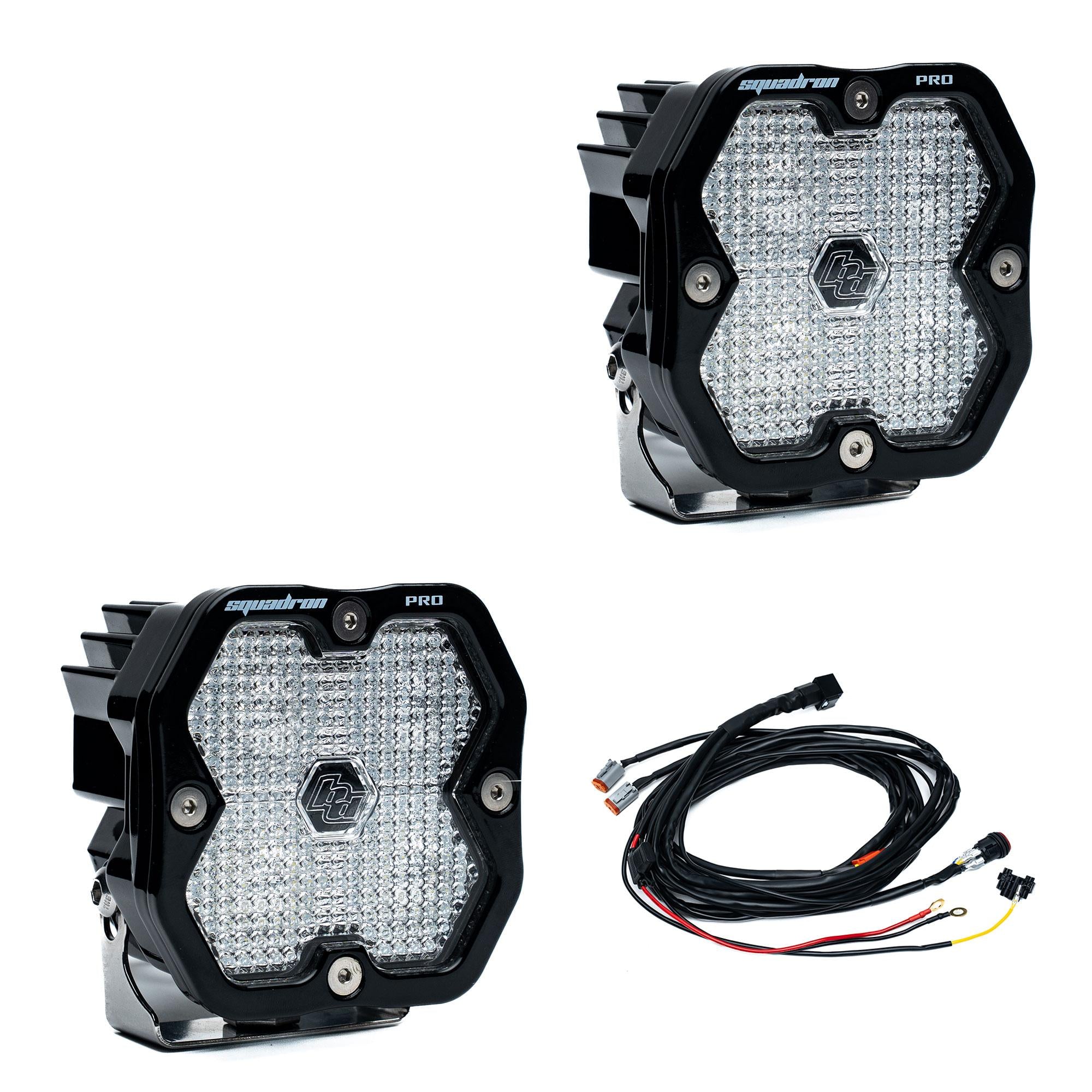 Squadron 2.0 Pro Black LED Auxiliary Light Pod Pair Universal Clear Baja Designs