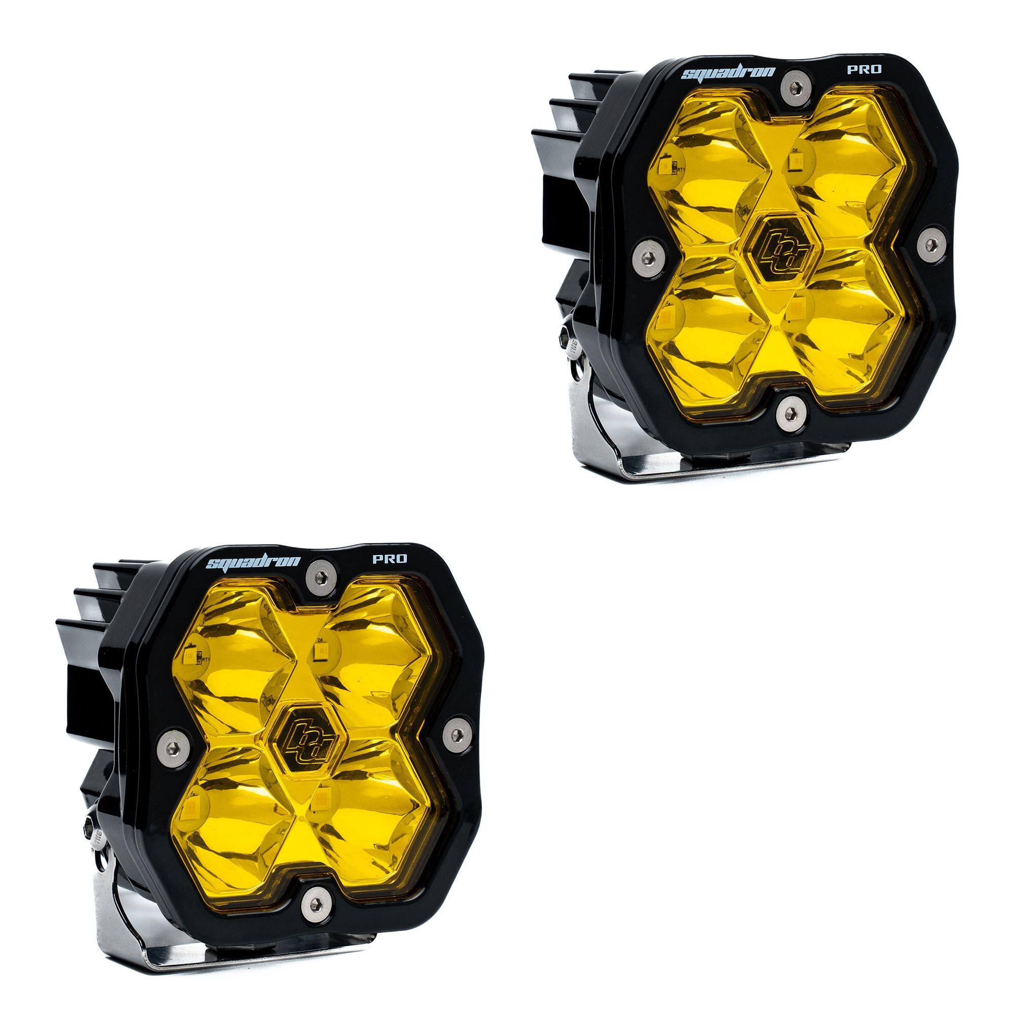 Squadron 2.0 Pro Black LED Auxiliary Light Pod Pair (No Harness) Universal Baja Amber Baja Designs