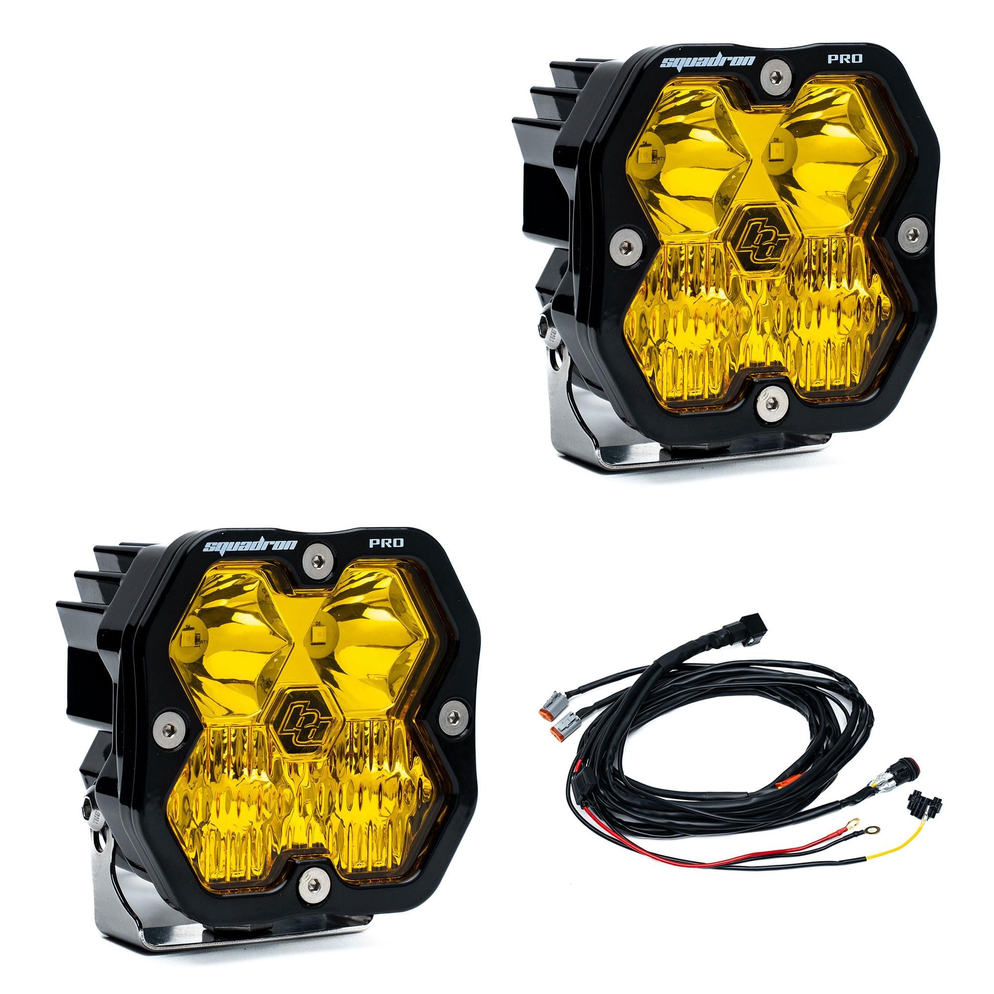 Squadron 2.0 Pro Black LED Auxiliary Light Pod Pair Universal Baja Amber Baja Designs