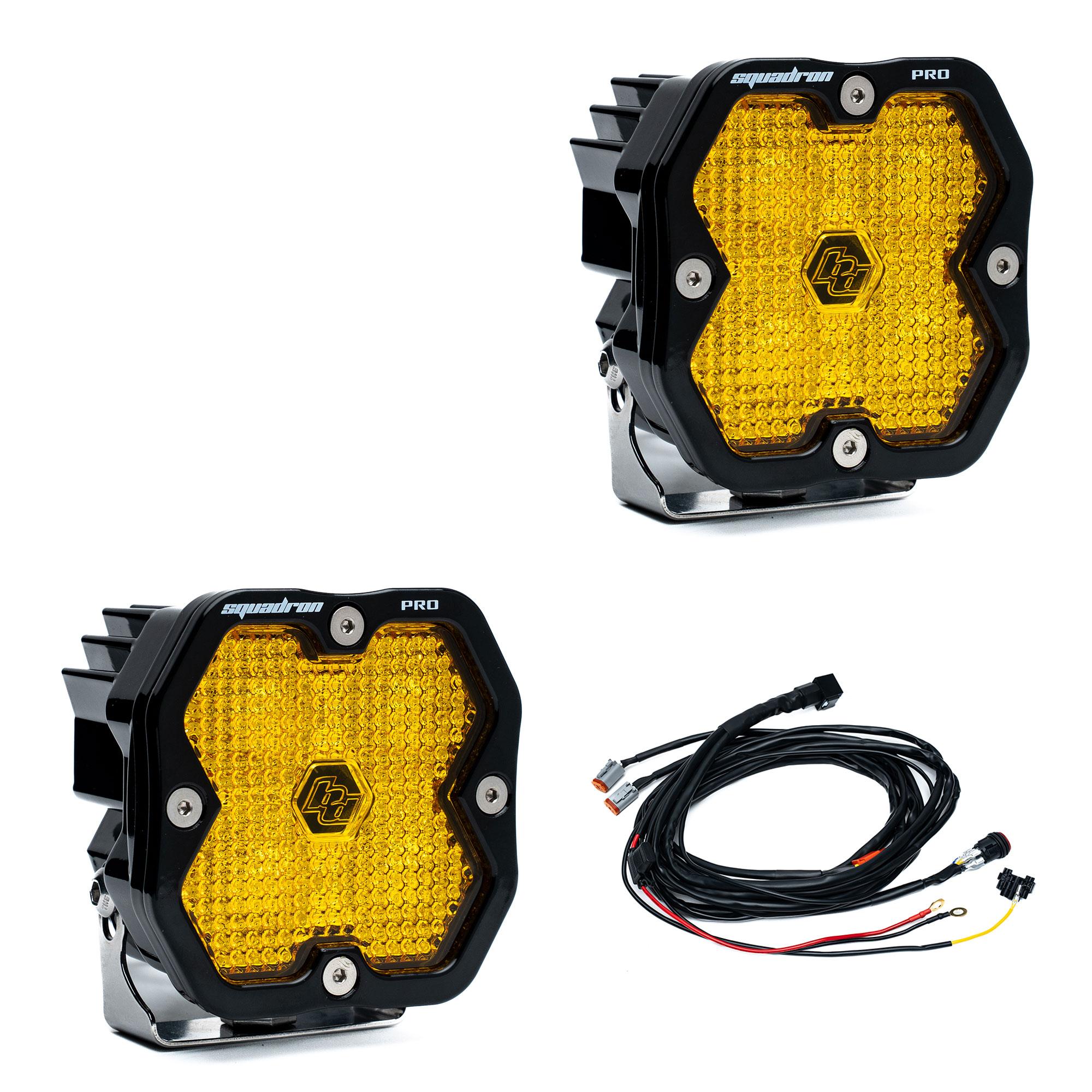 Squadron 2.0 Pro Black LED Auxiliary Light Pod Pair Universal Baja Amber Baja Designs