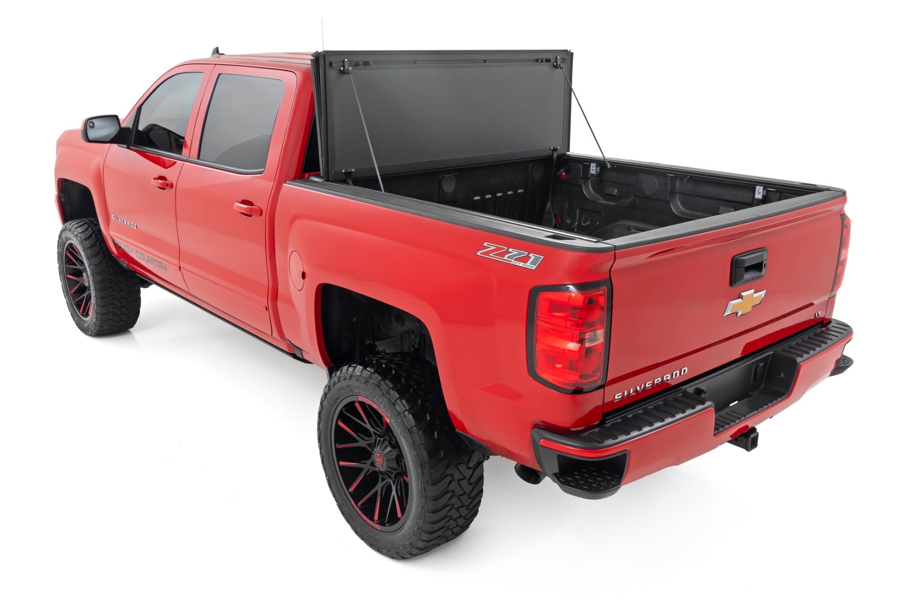 Hard Tri-Fold Flip Up Bed Cover 6 Foot 7 Inch Bed Rail Cap Silverado/Sierra 1500/2500HD/3500HD (14-19) Rough Country