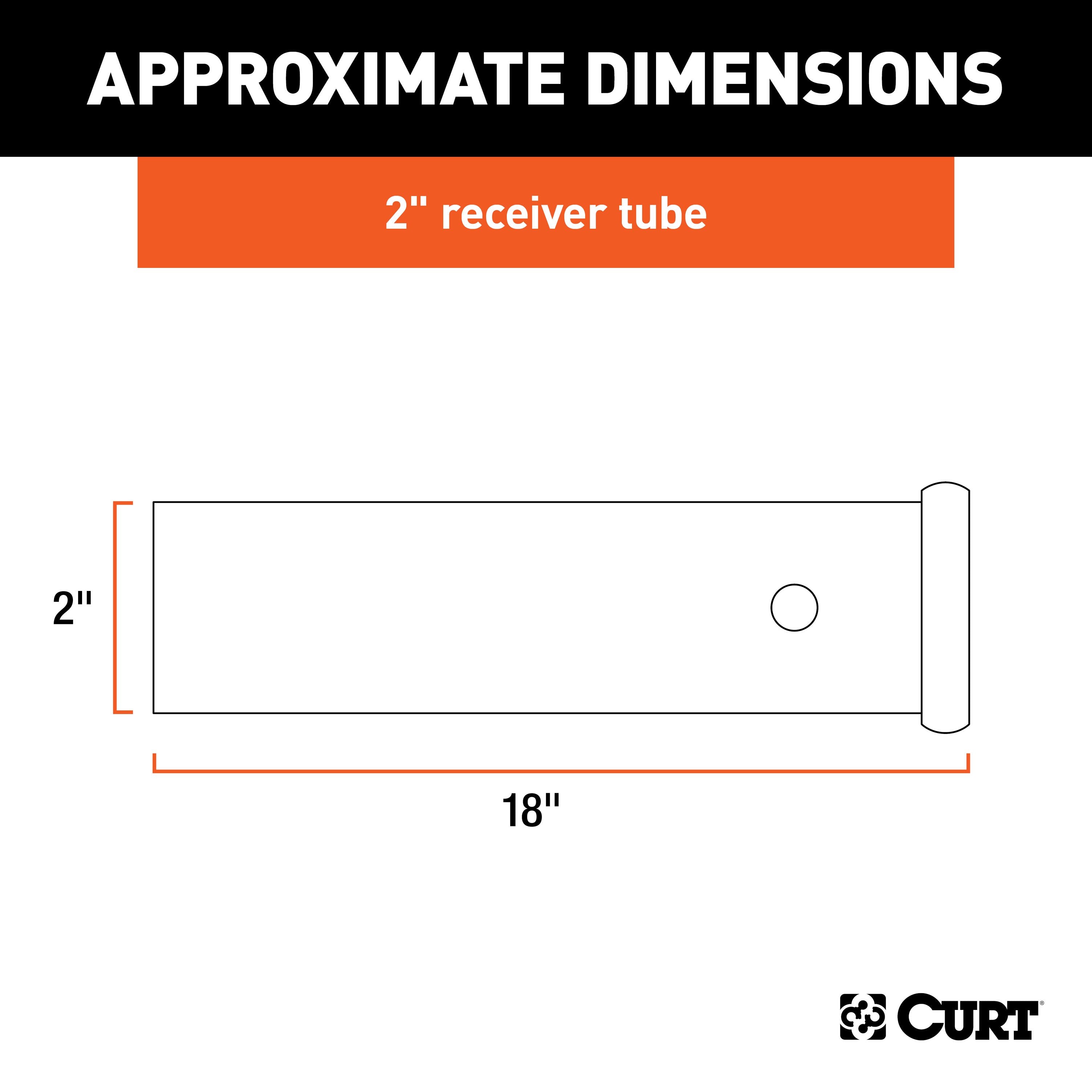 CURT 2-Inch x 18-Inch Weld-On Raw Steel Trailer Hitch Receiver Tube Model 49180