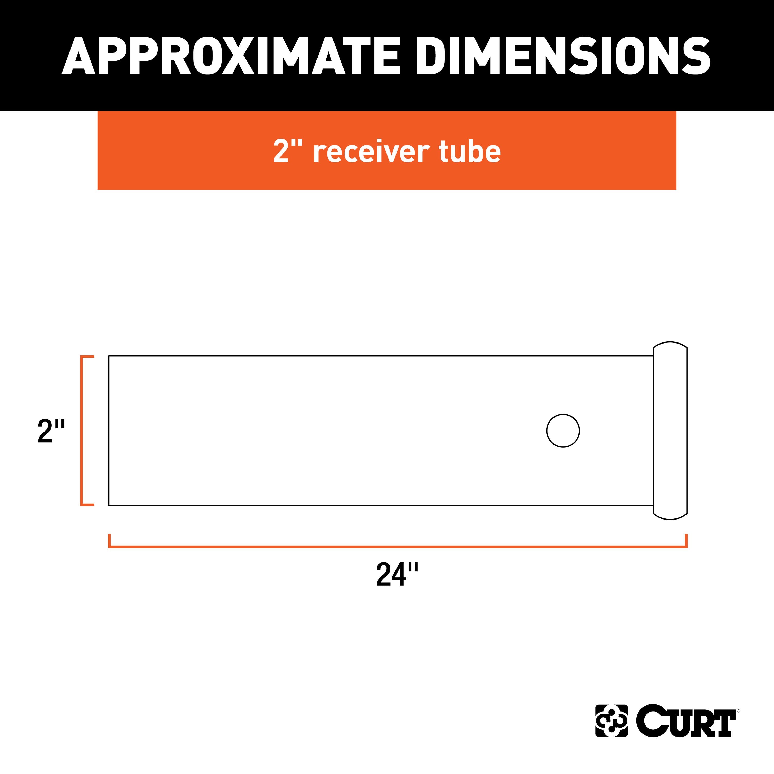 CURT 2-Inch x 24-Inch Weld-On Raw Steel Trailer Hitch Receiver Tube Model 49240