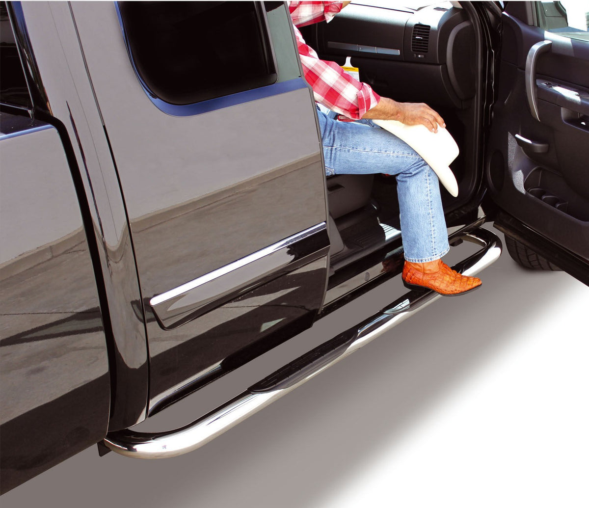 4000 Series SideSteps with Mounting Brackets Polished Stainless Steel For 2007-2018 Jeep Wrangler JK Go Rhino