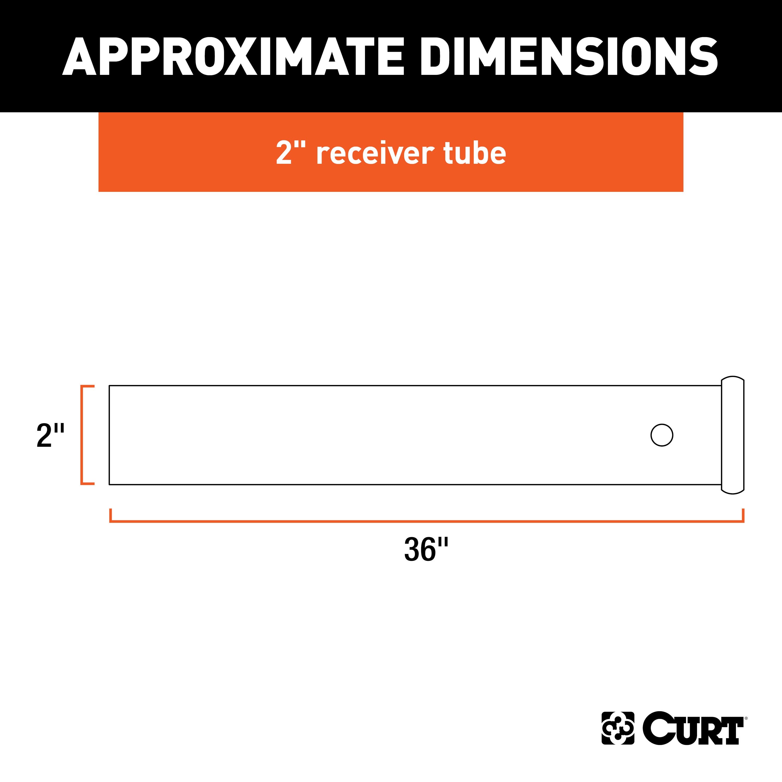 CURT 2-Inch x 36-Inch Weld-On Raw Steel Trailer Hitch Receiver Tube Model 49360