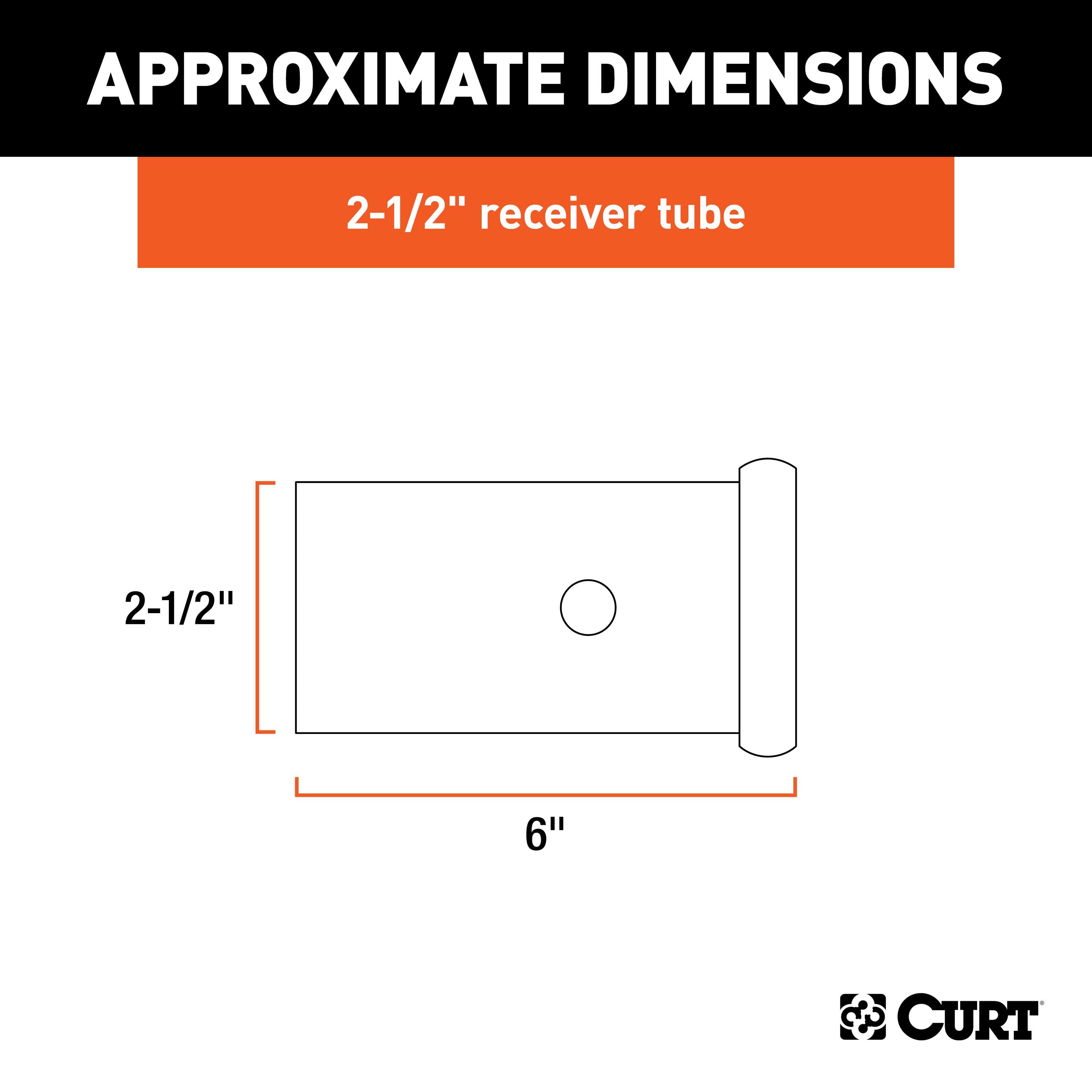 CURT 2-1/2-Inch x 6-Inch Weld-On Raw Steel Trailer Hitch Receiver Tube Model 49516