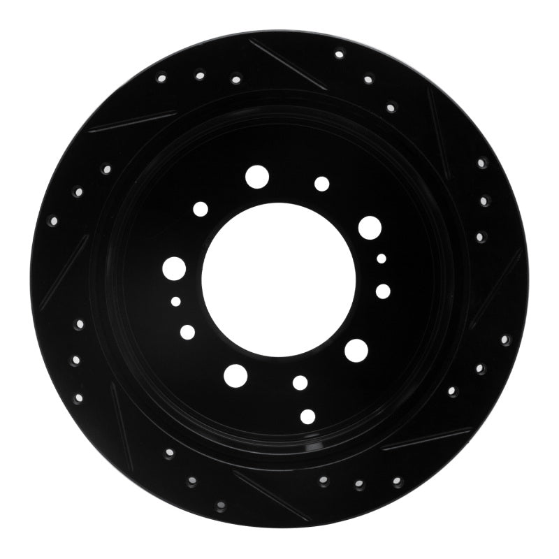 R1 98-07 Lexus LX470 Rear Left Drilled & Slotted Black Brake Rotor