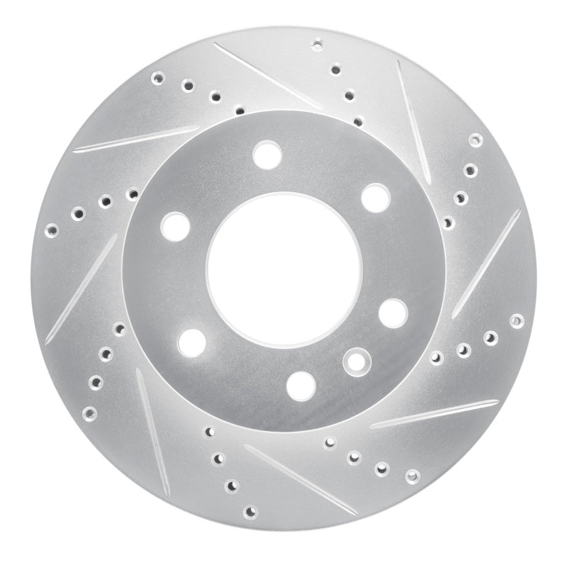 R1 06-25 American Coach Patriot Front Right Drilled & Slotted Silver Brake Rotor