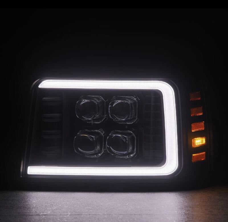 AlphaRex NOVA-Series LED projector headlight for 92-96 Ford F-Series/Bronco with sequential signal and daytime running light.