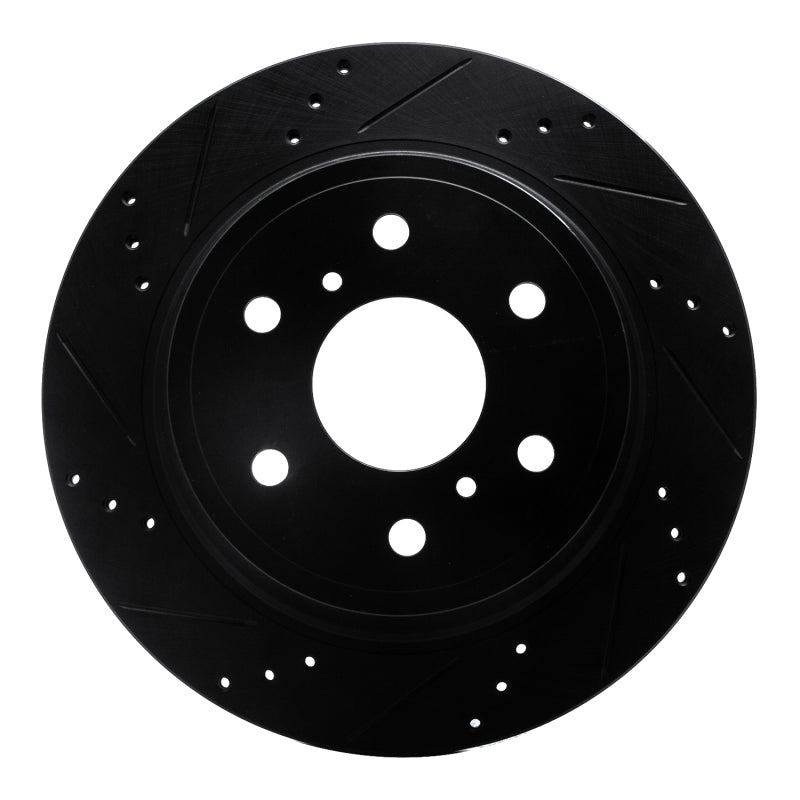 R1 07-20 Cadillac Escalade Rear Left Drilled & Slotted Black Brake Rotor