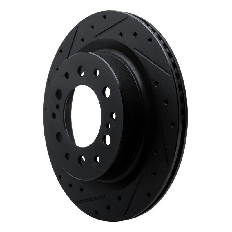 R1 2022-2025 Lexus GX550 Rear Left Drilled & Slotted Black Brake Rotor