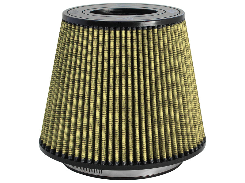 afe Magnum FORCE replacement air filter featuring a conical design with a textured surface, designed for improved airflow and performance.