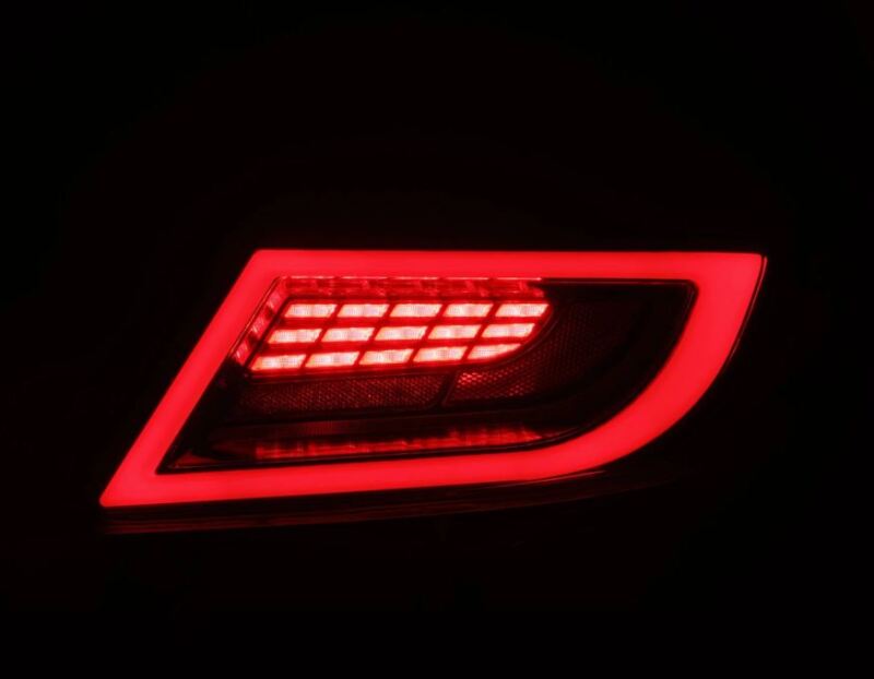 AlphaRex 22-24 Toyota GR86 LUXX LED taillights in vivid red, showcasing a sleek design and bright illumination.