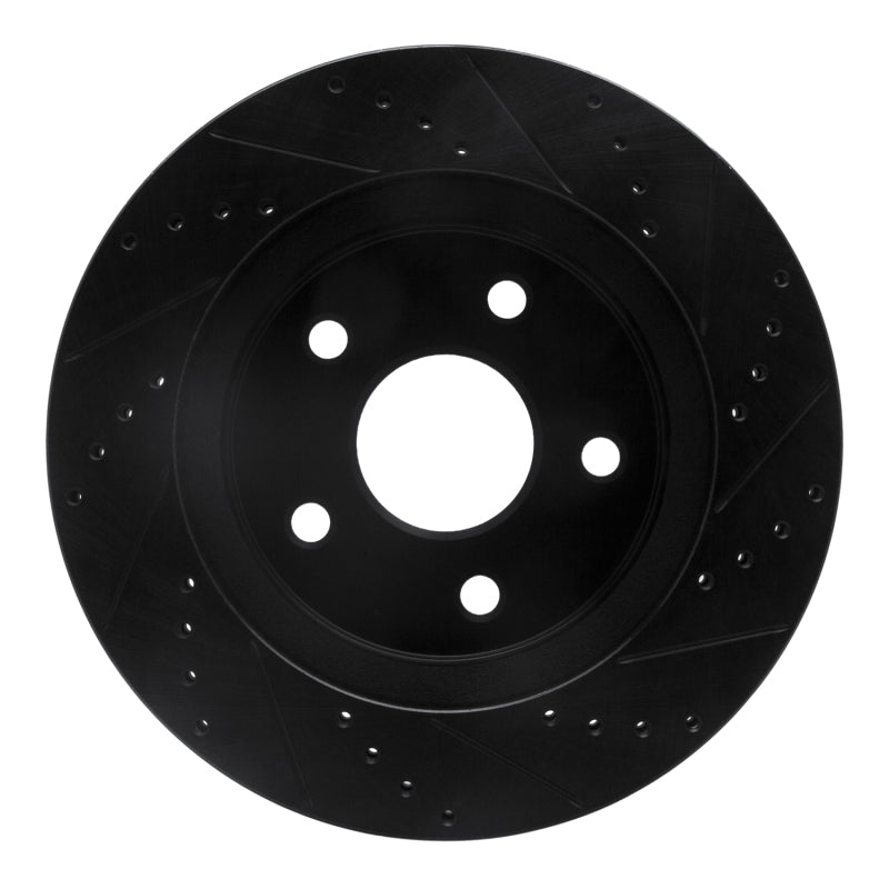R1 08-12 Jeep J8 Front Left Drilled & Slotted Black Brake Rotor