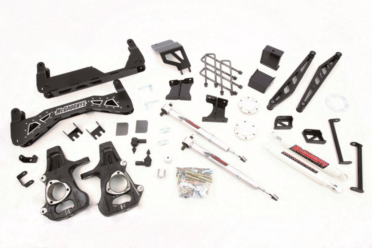 McGaughy's 7-9 Inch Premium Lift Kit S/S Black 2014-2016 Silverado/Sierra 1500 with Cast Steel Control Arms 4WD