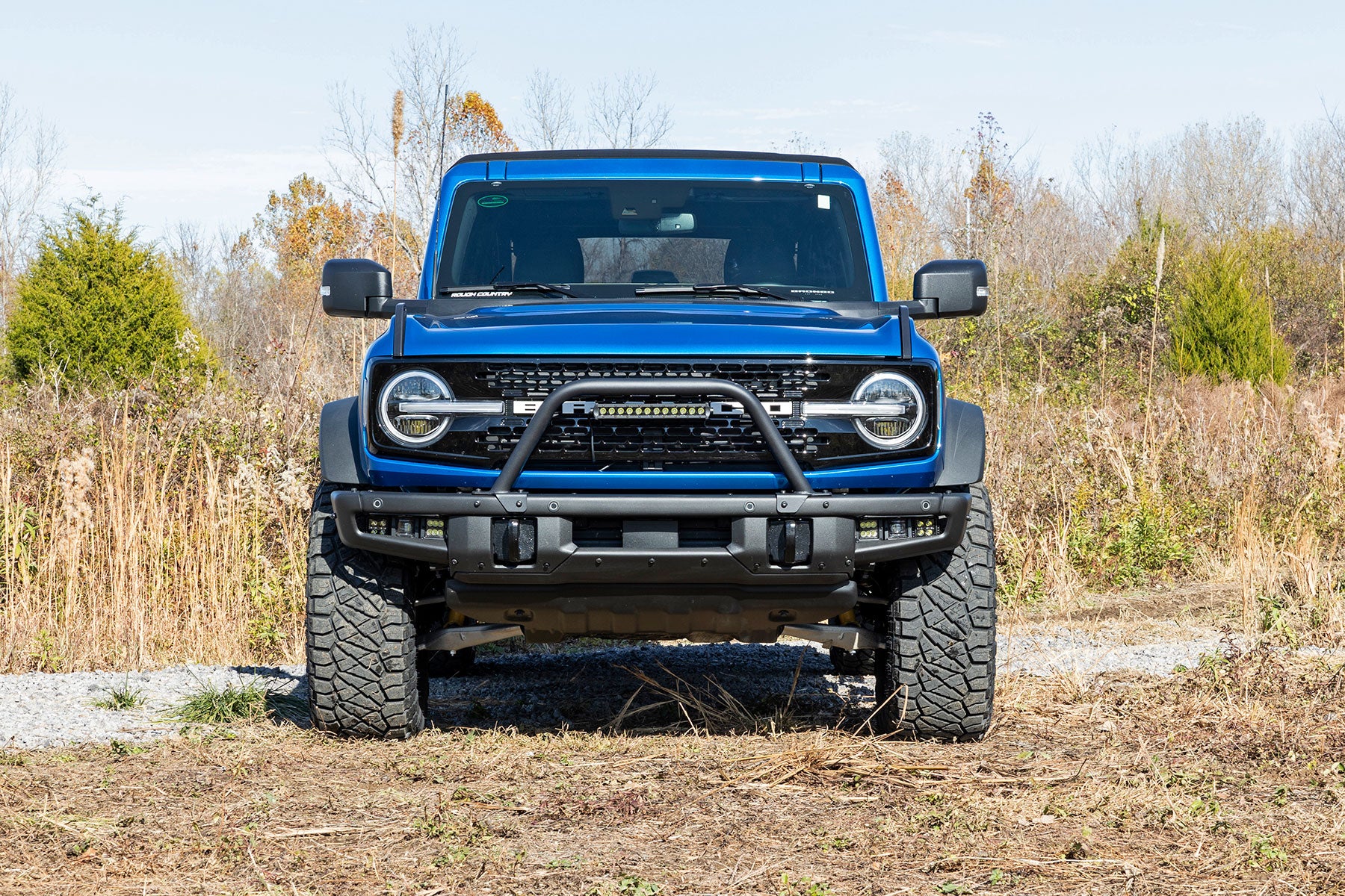 Safari Bar 12 Inch LED Light Bar Black DRL Single Row OE Modular Steel Ford Bronco (21-25) Rough Country
