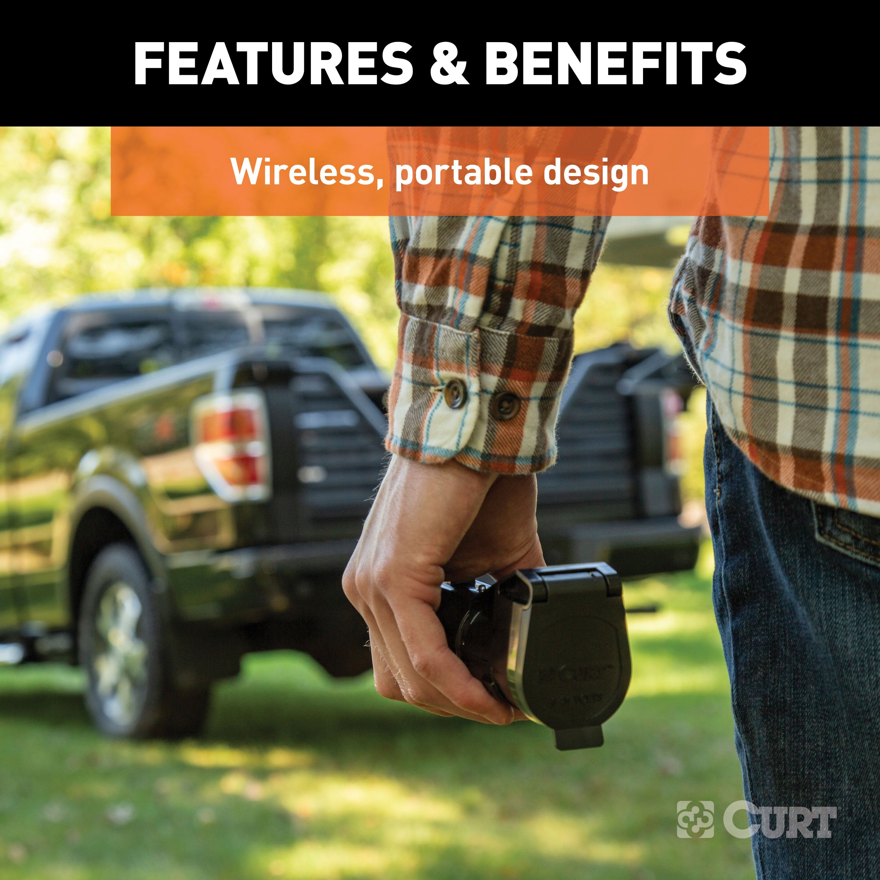 CURT Echo Mobile Electric Trailer Brake Controller with Bluetooth® Enabled Smartphone Connection, Proportional Model 51180