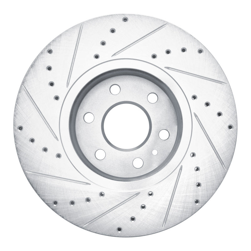 R1 21-22 Chevrolet Colorado Front Right Drilled & Slotted Silver Brake Rotor