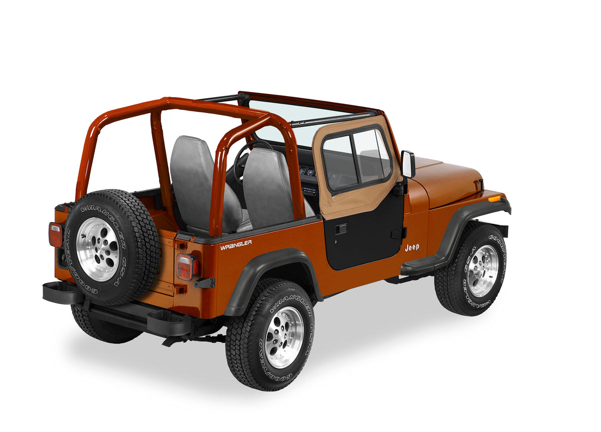 Square Upper Door Sliders Rear Corner Jeep 1988-1995 Wrangler YJ Fits Original Factory Hardware or Replace-A-Top 51120, 51123 Spice Single Sliding Bestop