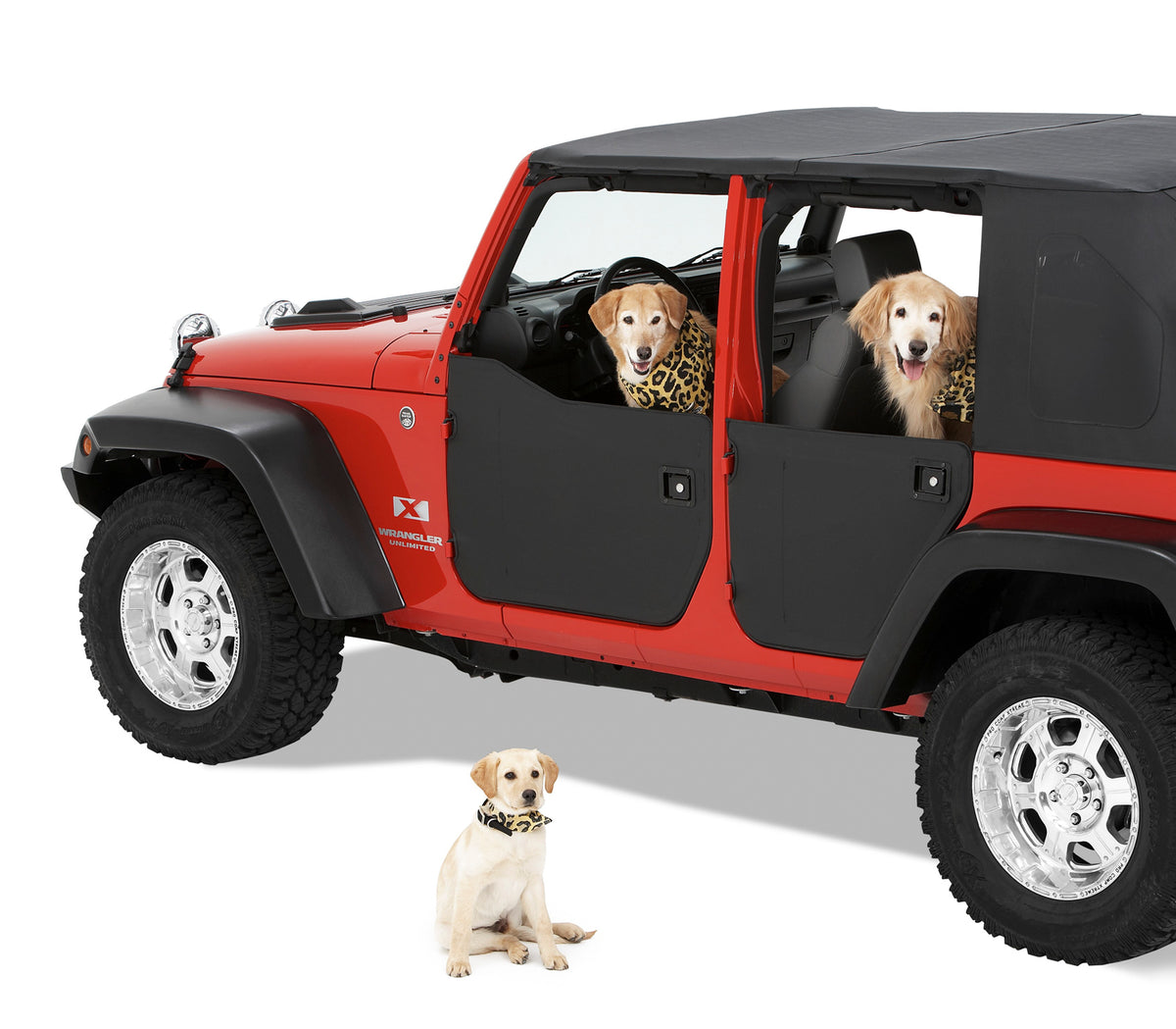HighRock 4x4 Element Door Enclosure Panels For Jeep 2007-2018 Wrangler JK Front Black Bestop