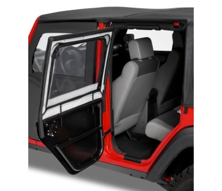 Jeep Half Doors HighRock 4x4 Element Upper Fabric Half Doors For Jeep 2007-2018 Wrangler JK Rear Black Premium Twill Pair Bestop