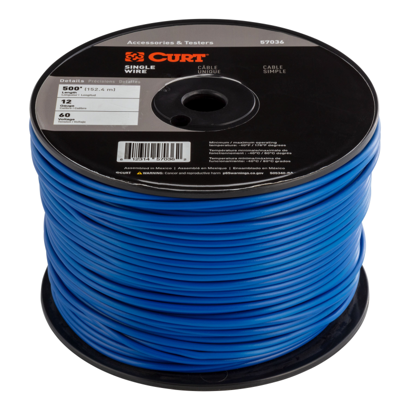CURT Automotive Primary Wire, Blue 500' Spool Model 57036