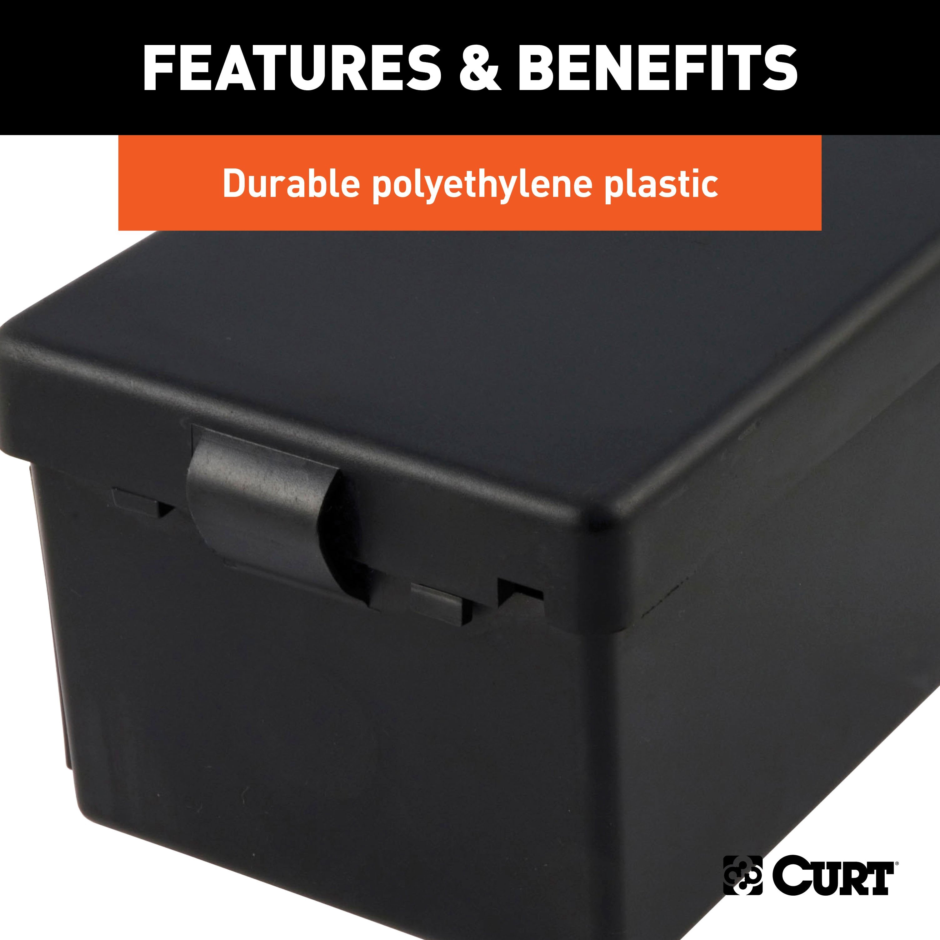 CURT 5-Inch x 3-1/4-Inch x 3-7/8-Inch Lockable Breakaway Battery Case Model 52030