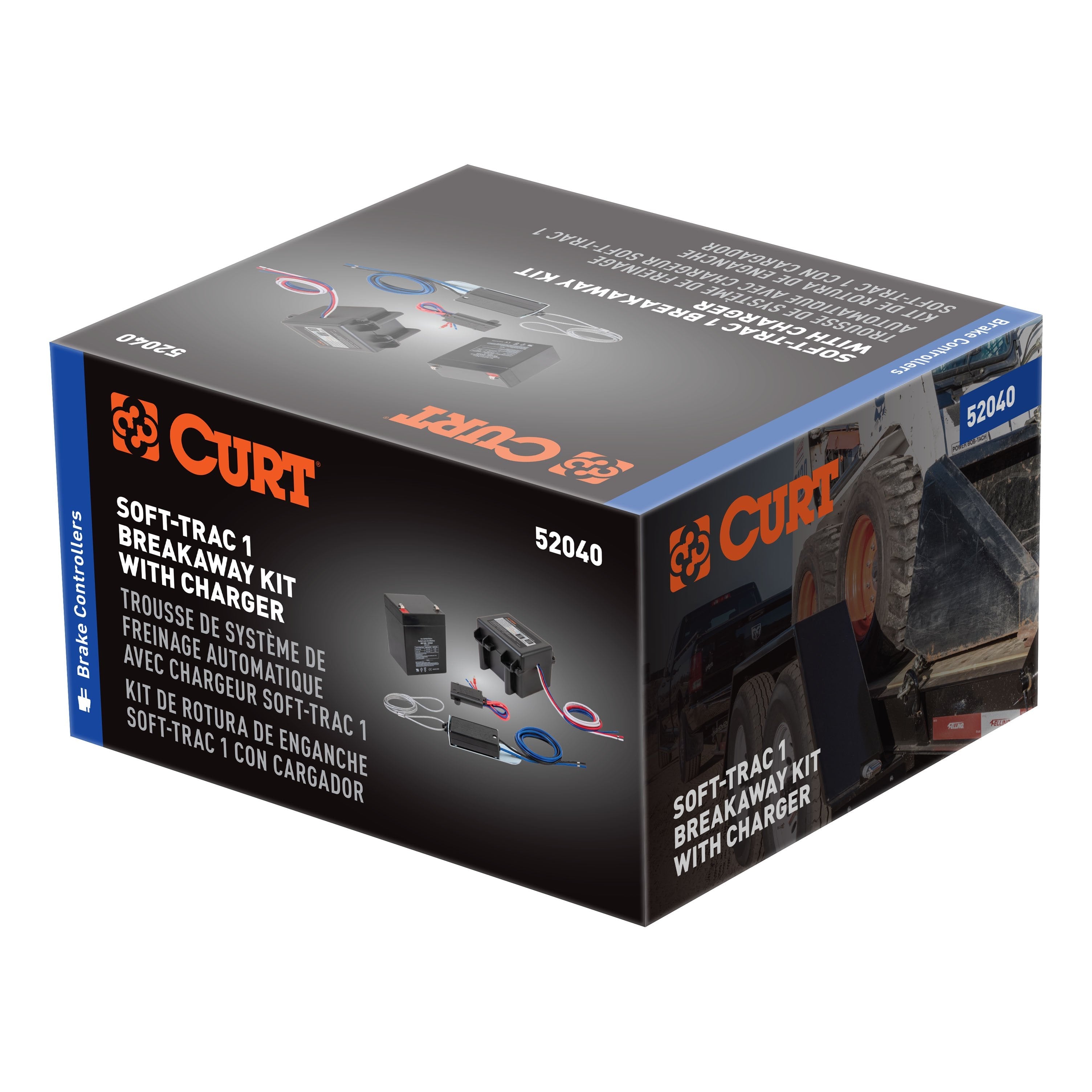 CURT Soft-Trac 1 Trailer Breakaway Switch Kit System with Battery and Charger Model 52040