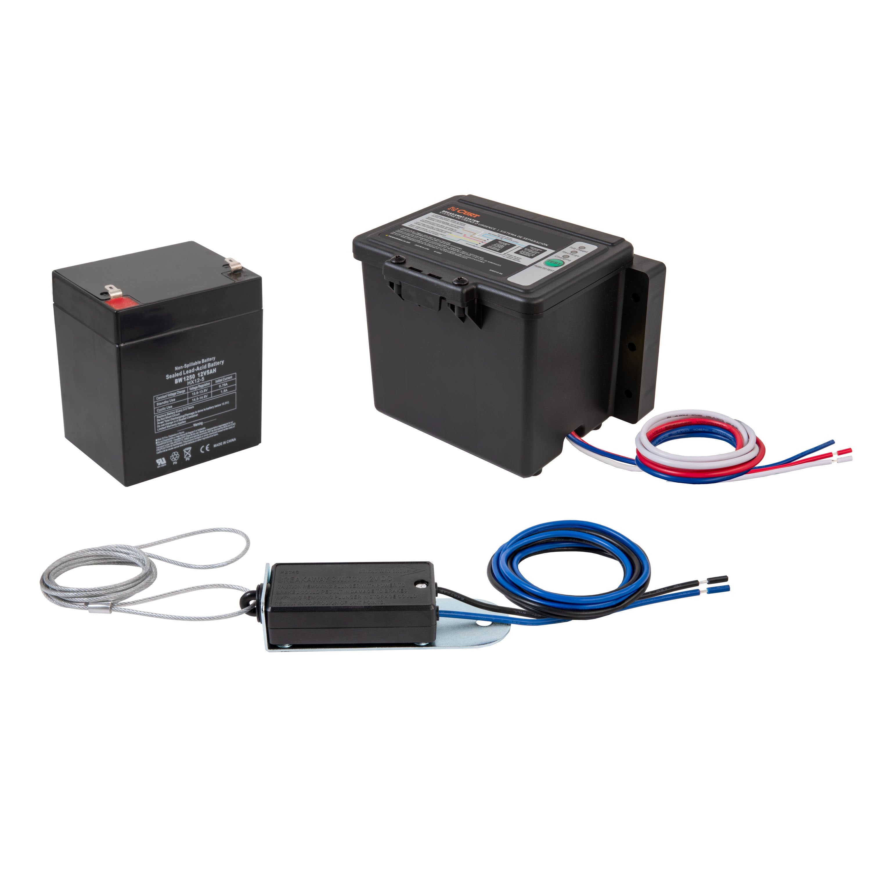 CURT Push-to-Test Trailer Breakaway Switch Kit System with Battery Model 52044