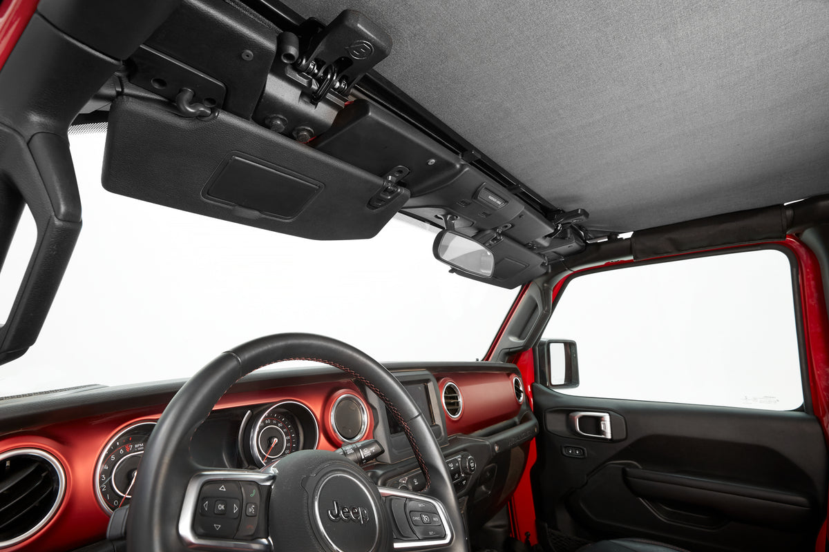 Jeep Bikini Top Header Safari Bikini Tops For Jeep 2018-2023 Wrangler JL 4 Door Black Diamond Fabric Bestop