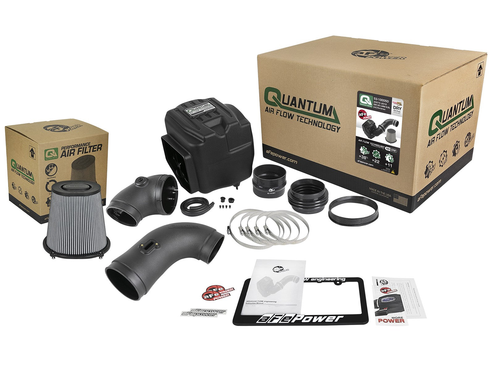 Quantum Cold Air Intake System w/ Pro Dry S Filter GM Diesel Trucks 07.5-10 V8-6.6L (td) Lmm aFe Power