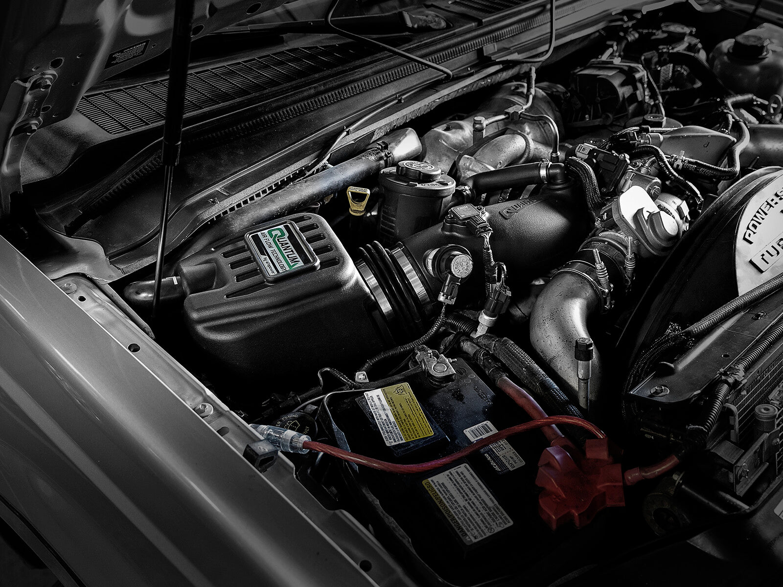Quantum Cold Air Intake System w/ Pro Dry S Filter Ford Diesel Trucks 08-10 V8-6.4L (td) aFe Power