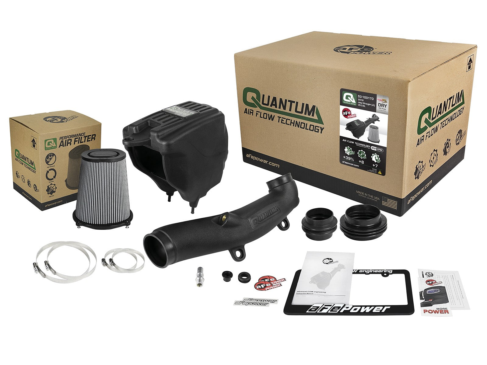 Quantum Cold Air Intake System w/ Pro Dry S Filter Jeep Wrangler (Jl)/Gladiator (Jt) 18-26 V6-3.6L aFe Power
