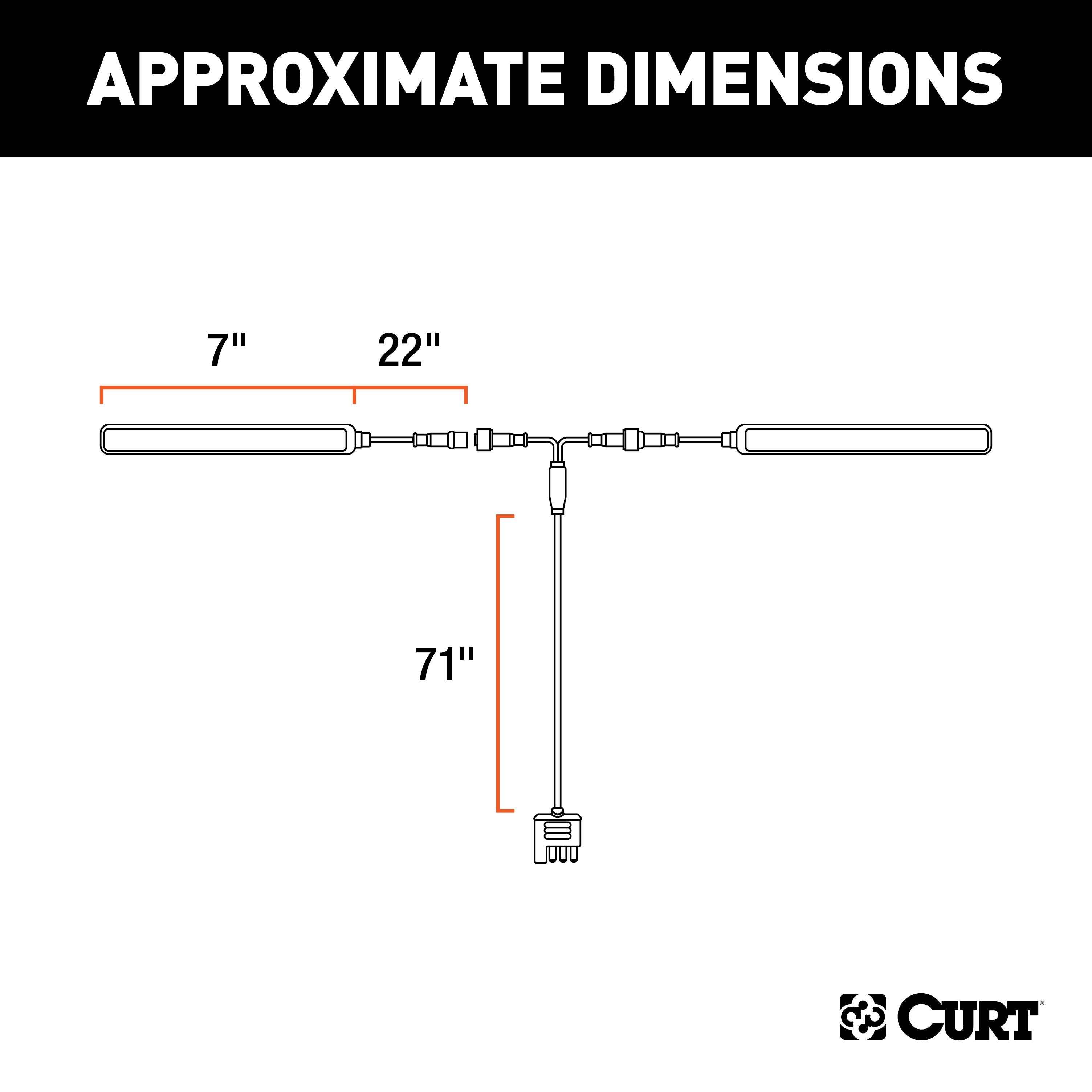 CURT Auxiliary Automotive LED Light Strips for Hitch Cargo Carrier, Bike Rack, 2-Pack Model 53201