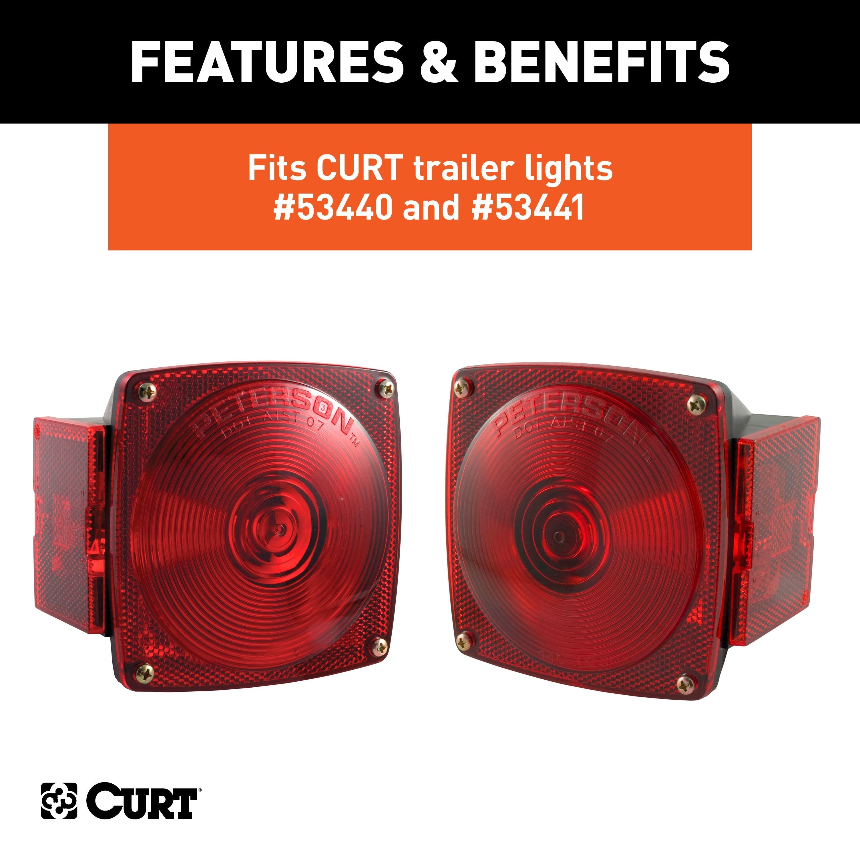 CURT Replacement Red Combination Trailer Light Lens Model 53445