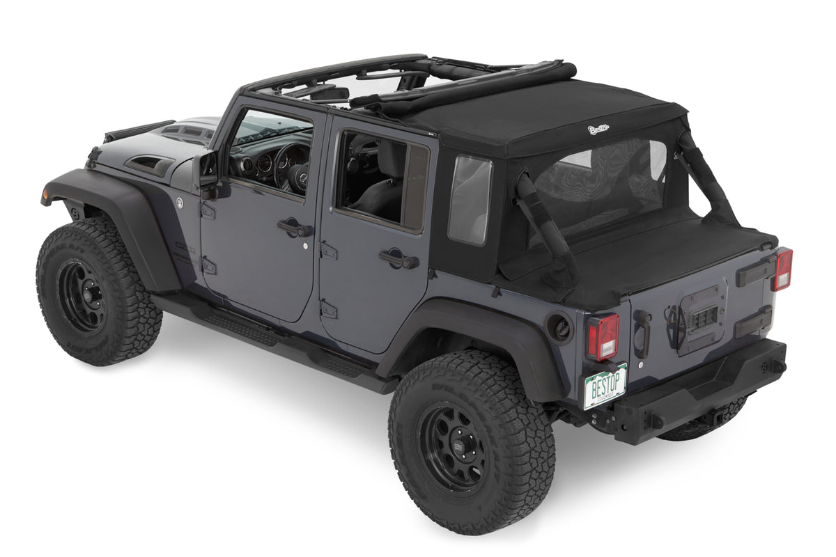 Jeep Wrangler Halftop Soft Tops For Jeep 2007-2018 Wrangler JK 4 Door Black Premium Twill Bestop