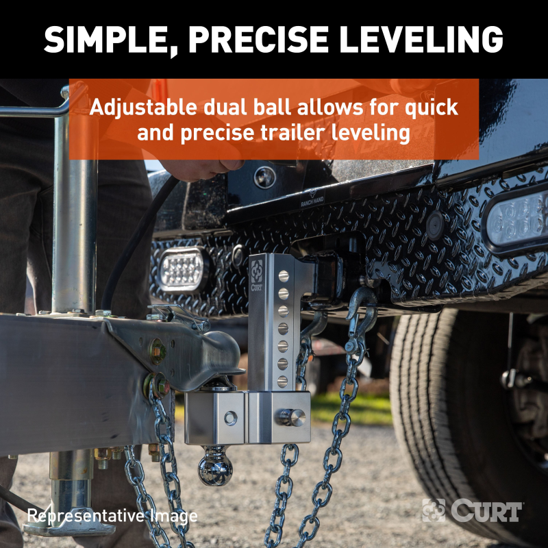 CURT AlumaLite Adjustable Aluminum Hitch with Dual Ball, 5-1/2" Drop Model 45363