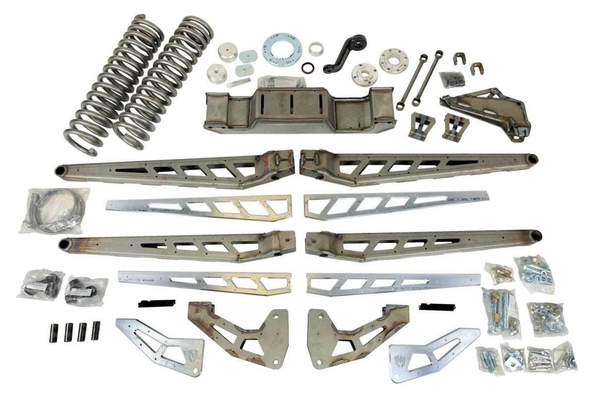 McGaughy's 10 Inch Premium Lift Kit with 4-Link 2013-2018 Dodge Ram 3500 4WD Raw Finish