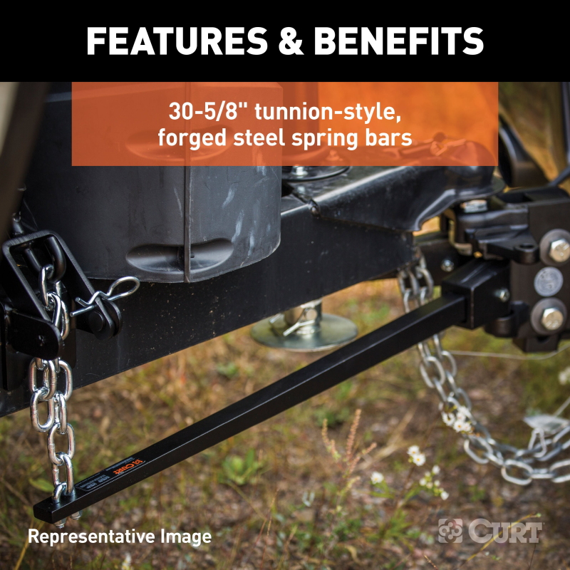 CURT Long Trunnion Bar Weight Distribution Hitch (5K - 6K lbs., 30-5/8" Bars) Model 17300